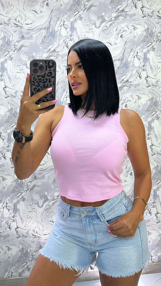 Crop Tank Basic – rosa