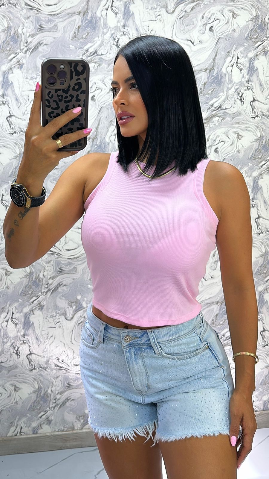 Crop Tank Basic – rosa